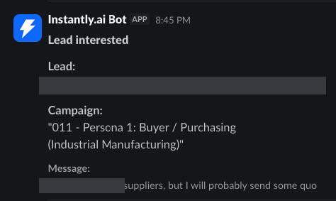 Lead interested — Industrial Manufacturing